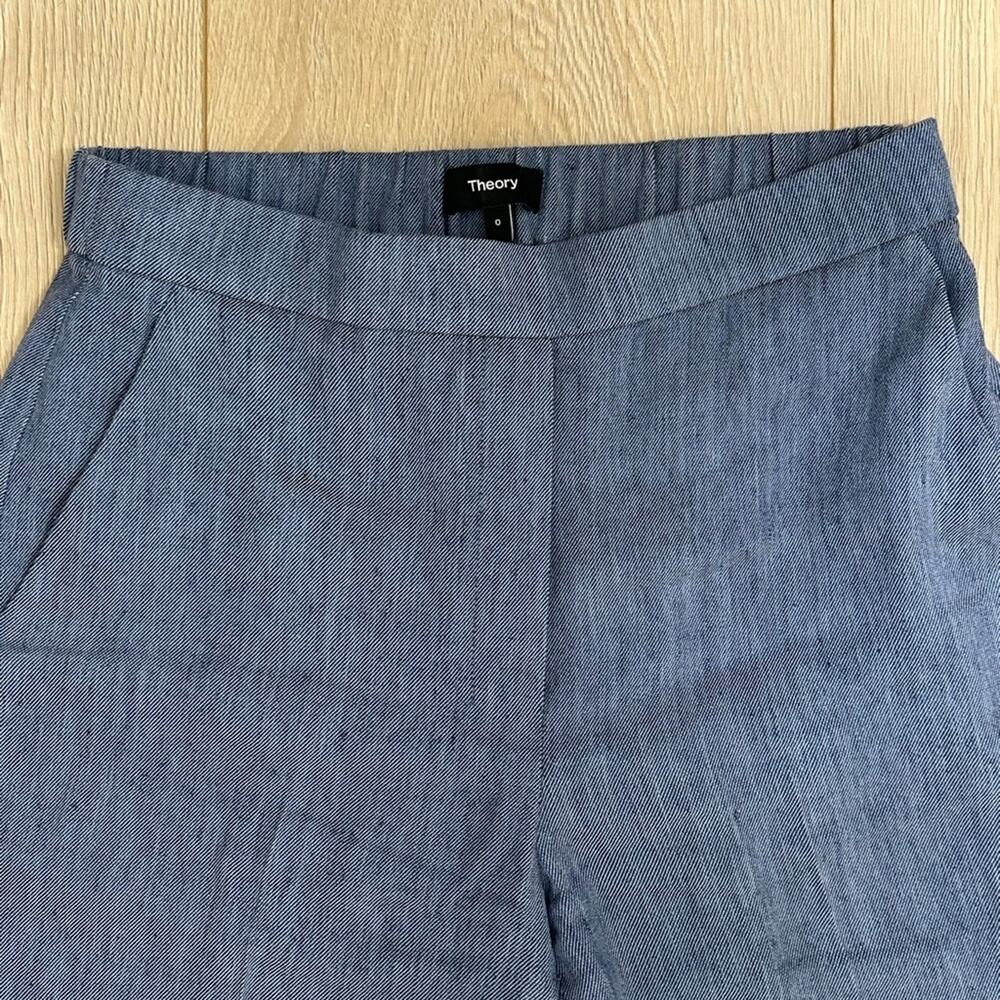 Theory Relaxed Pull-On Pant in Fluid Linen Size 0 Light Denim Blue - Picture 4 of 7